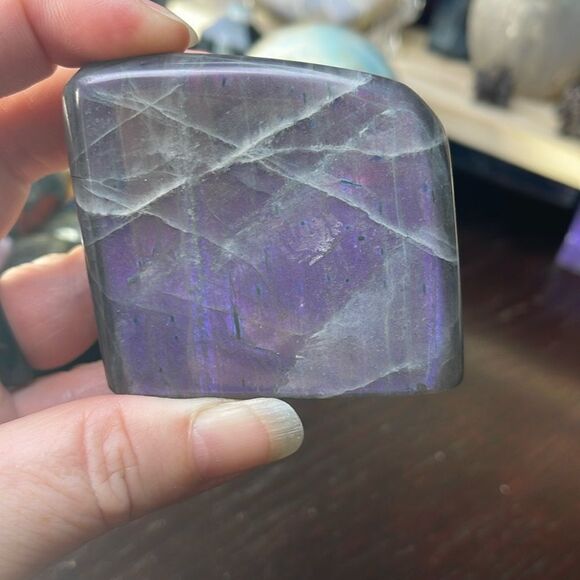 Pink Purple Flash Labradorite Mountain with rainbow on face - Picture 1 of 5